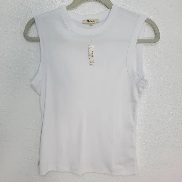 Madwell The '90s Crew Neck Tank in Compact Cotton NW935 Size M NWT White - Picture 4 of 7